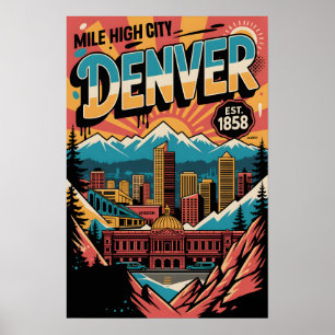 Affiche de voyage urbaine graffiti Denver CO