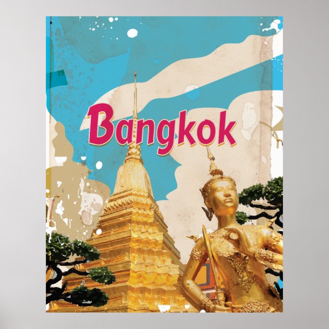 Affiche de voyage vintage à Bangkok (Devant)