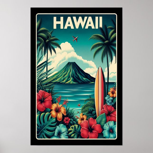 Affiche de voyage vintage à Hawaï (Devant)