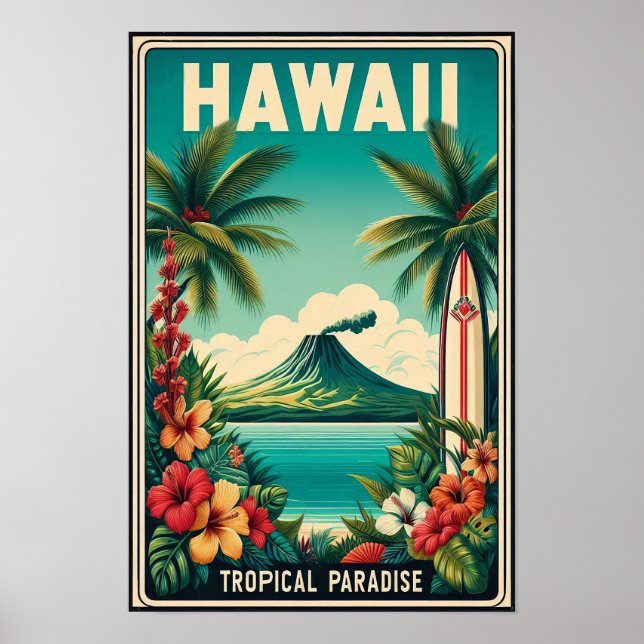 Affiche de voyage vintage à Hawaï (Devant)