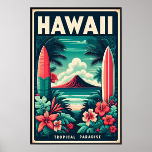 Affiche de voyage vintage à Hawaï