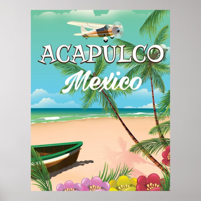 Affiche de voyage vintage Acapulco Mexique (Devant)