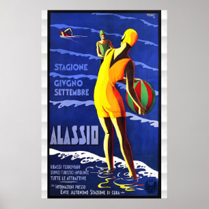 Affiche de voyage vintage Alassio Italie