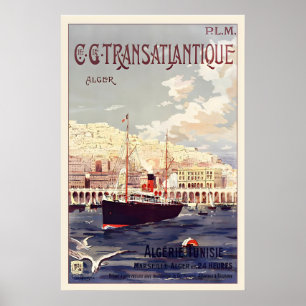 Affiche de voyage vintage Algérie Tunisie - Encadr
