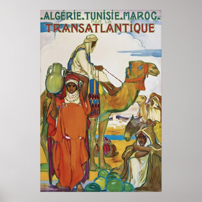Affiche de voyage vintage Algérie Tunisie Maroc (Devant)