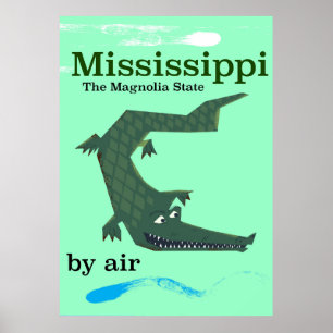 Affiche de voyage vintage Alligator du Mississippi