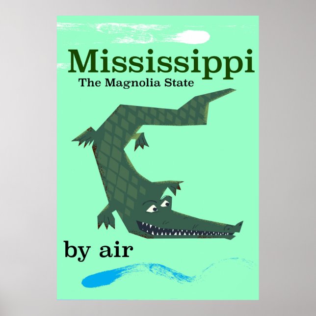 Affiche de voyage vintage Alligator du Mississippi (Devant)