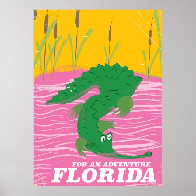 Affiche de voyage vintage Alligator Floride (Devant)