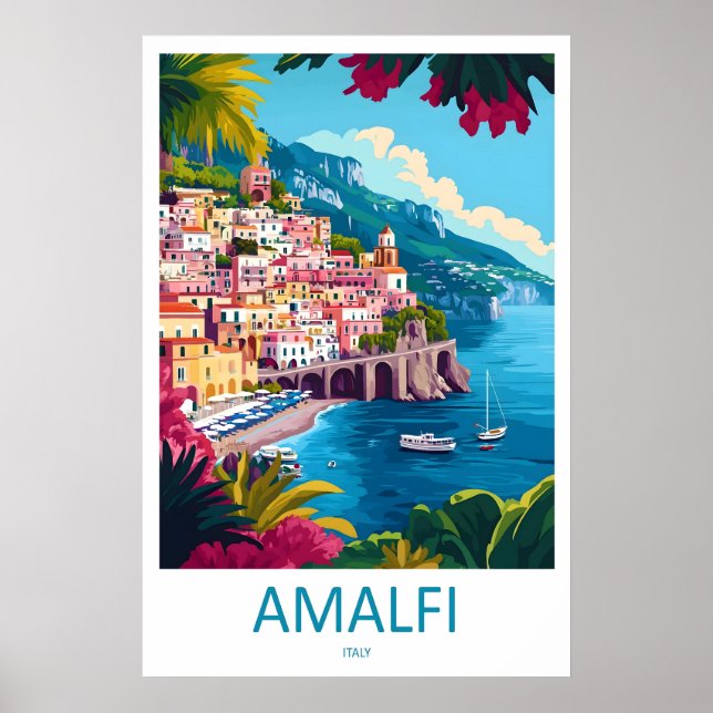 Affiche de voyage vintage Amalfi Parc national de  (Devant)