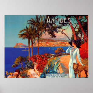 Affiche de voyage vintage Antibes Cote D'Azur