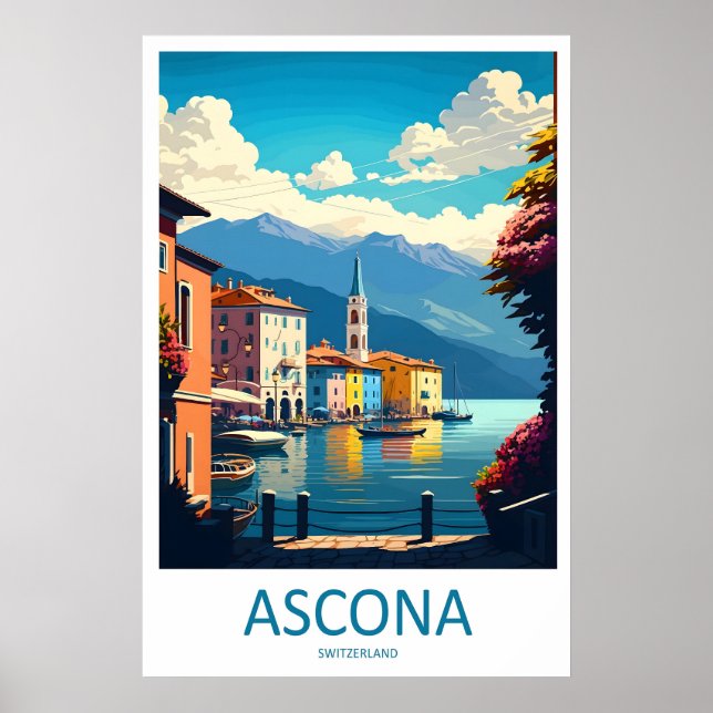 Affiche de voyage vintage Ascona Ski Parc national (Devant)