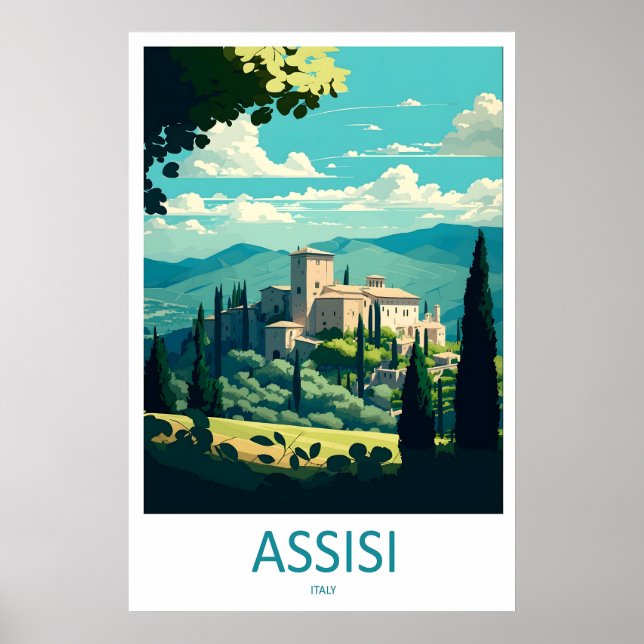 Affiche de voyage vintage Assisi Parc national de  (Devant)