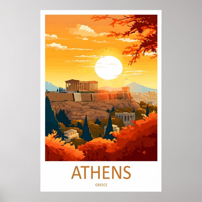 Affiche de voyage vintage Athènes Parc national de (Devant)