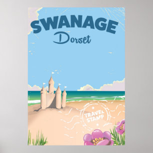 Affiche de voyage vintage au bord de la mer à Swan