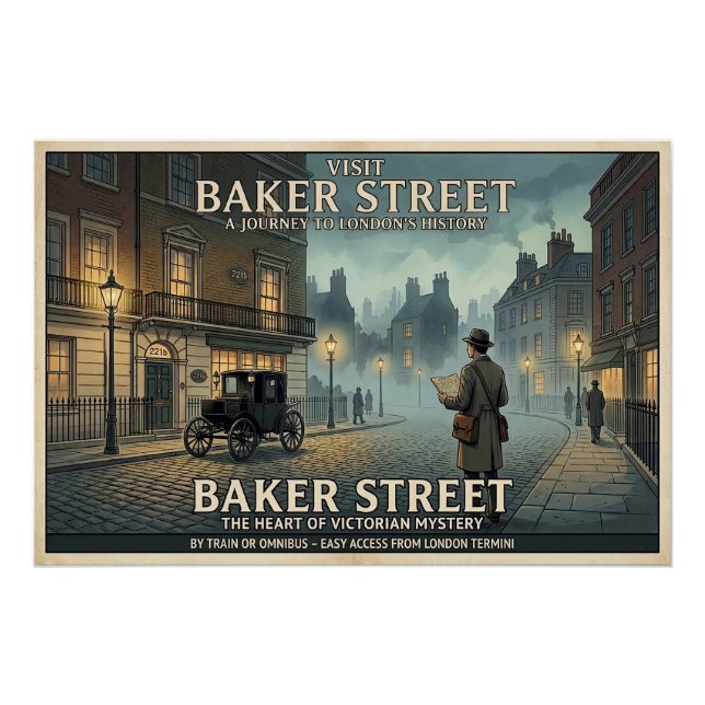 Affiche de voyage vintage Baker Street Londres (Devant)