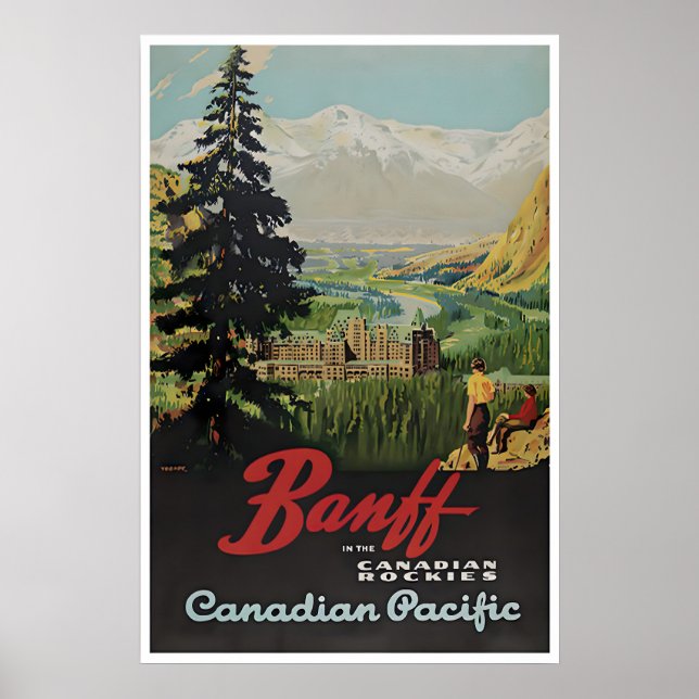 Affiche de voyage vintage Banff Art Canada Canadie (Devant)