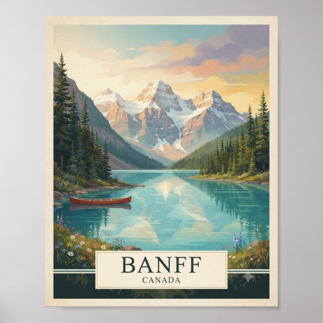 Affiche de voyage vintage Banff Canada | Lac Louis (Devant)