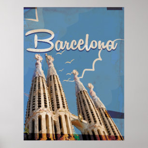 Affiche de voyage vintage Barcelone