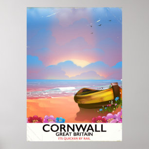 Affiche de voyage vintage bateau de pêche de Corno