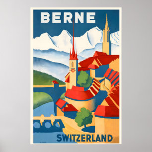 Affiche de voyage vintage Berne Suisse