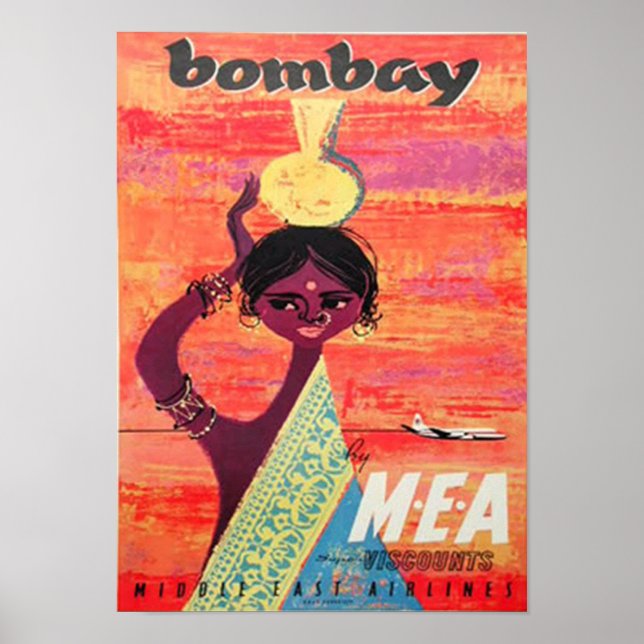 Affiche de voyage vintage Bombay (Devant)