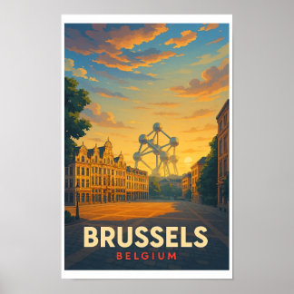 Affiche de voyage vintage Bruxelles Belgique