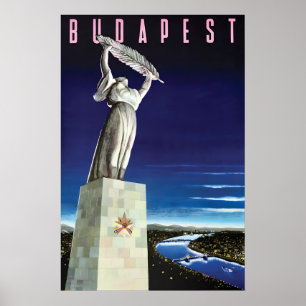 Affiche de voyage vintage Budapest Hongrie Art mur