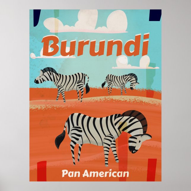 Affiche de voyage vintage burundaise (Devant)