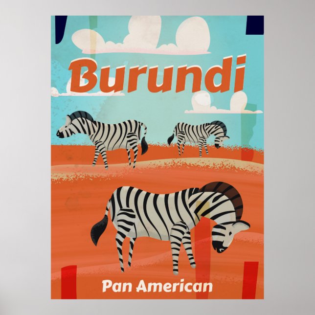 Affiche de voyage vintage burundaise (Devant)