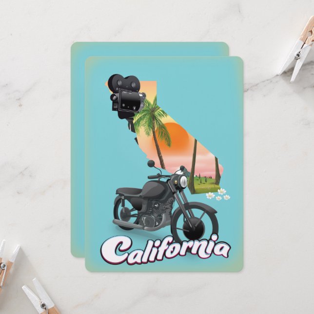 Affiche de voyage vintage Californie (Devant/Arrière en situation)