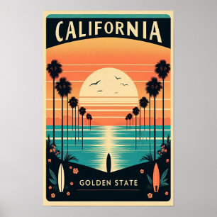 Affiche de voyage vintage californienne