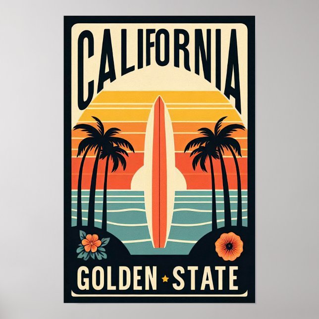 Affiche de voyage vintage californienne (Devant)