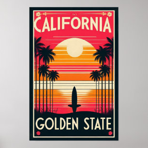 Affiche de voyage vintage californienne