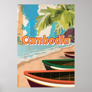 Affiche de voyage vintage Cambodge