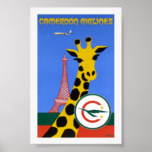 Affiche de voyage vintage Cameroon Airlines restau