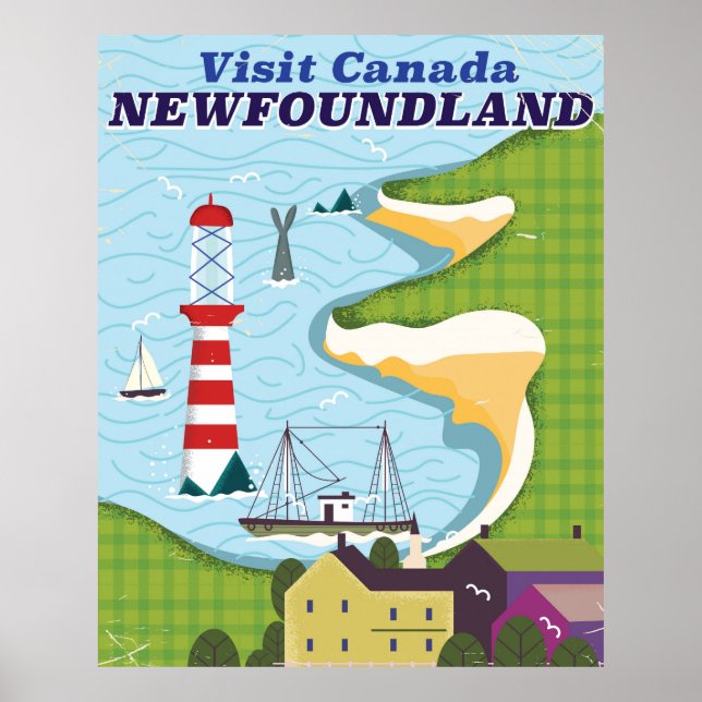affiche de voyage vintage canadienne de Terre-Neuv (Devant)
