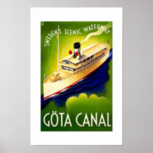 Affiche de voyage vintage Canal de Göta