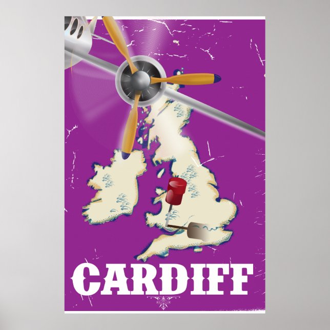 Affiche de voyage vintage Cardiff Pays de Galles (Devant)