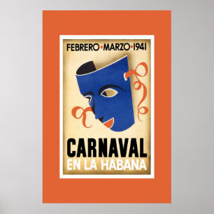 Affiche de voyage vintage Carnaval Cuba à La Havan