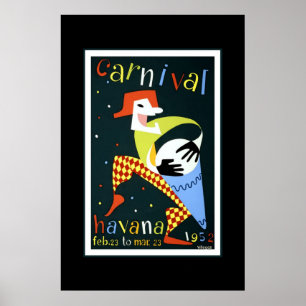 Affiche de voyage vintage Carnaval Cuba La Havane