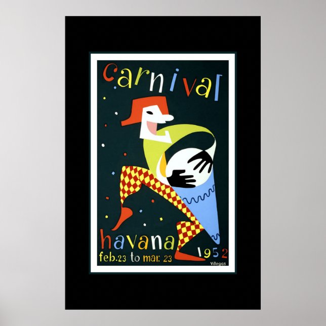 Affiche de voyage vintage Carnaval Cuba La Havane (Devant)