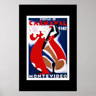 Affiche de voyage vintage Carnaval Uruguay