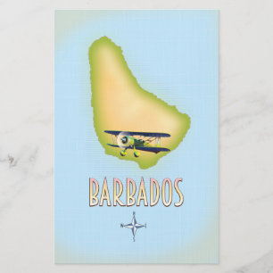 Affiche de voyage vintage carte de la Barbade.