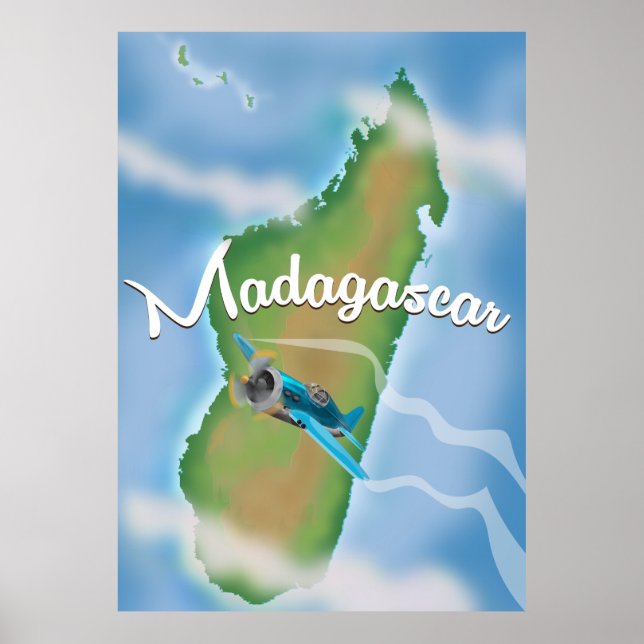 Affiche de voyage vintage carte de Madagascar. (Devant)