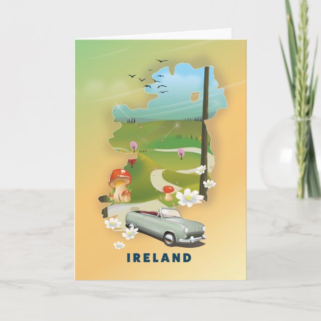 Affiche de voyage vintage carte d'Irlande (Devant)