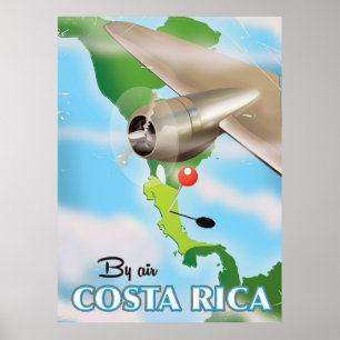 Affiche de voyage vintage carte du Costa Rica