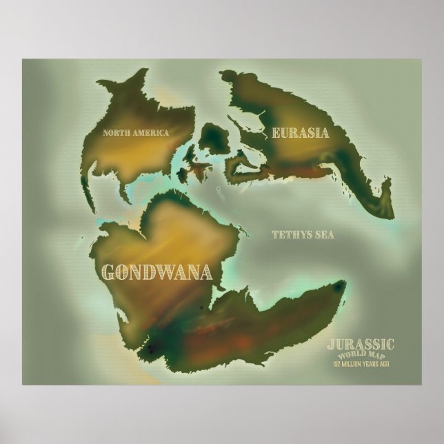 Affiche de voyage vintage carte jurassique. (Devant)
