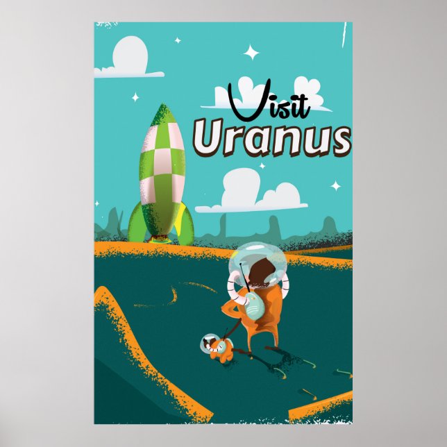 Affiche de voyage vintage cartoon d'Uranus (Devant)