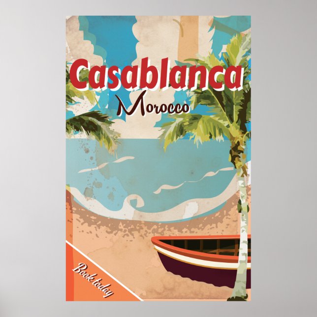 Affiche de voyage vintage Casablanca (Devant)