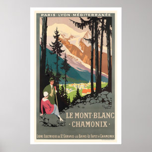 Affiche de voyage vintage Chamonix Mont Blanc Fran